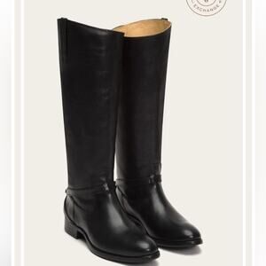 FRYE WOMENS LINDSAY PLATE TALL LEATHER RIDING BOOTS BLACK SIZE 8.5